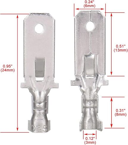 Baomain Male Spade Quick Splice Crimp Terminals 6.3mm Crimp Connector Non Insulated Pack of 100 in Saudi Arabia