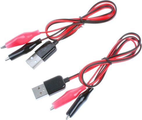 نويتو محول سلك اختبار بمشبك تمساح الى USB ذكر، كيبل اختبار بمشبك تمساح احمر واسود 60 سم - قطعتين in Kuwait