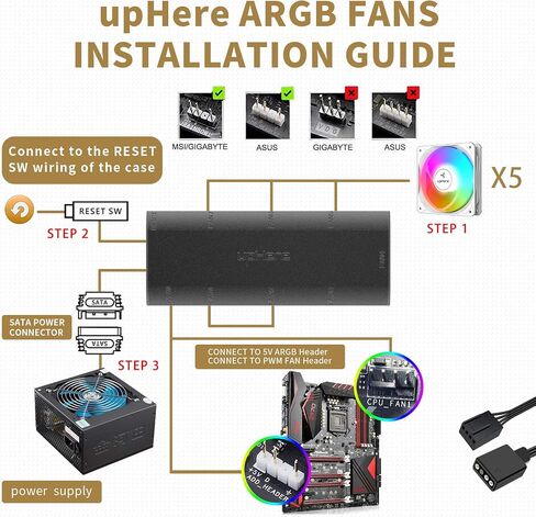 اب هير مروحة هيكل 120 ملم ابيض 5 فولت ARGB PWM 4 دبابيس تحمل هيدروليكي بي دبليو ام مع مزامنة اللوحة الام 16.8 مليون لون LED قابلة للعنونة ، 5 قطع، NT1207-5 in Saudi Arabia