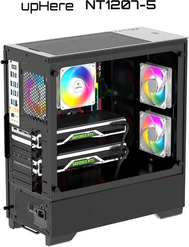 اب هير مروحة هيكل 120 ملم ابيض 5 فولت ARGB PWM 4 دبابيس تحمل هيدروليكي بي دبليو ام مع مزامنة اللوحة الام 16.8 مليون لون LED قابلة للعنونة ، 5 قطع، NT1207-5 in Saudi Arabia