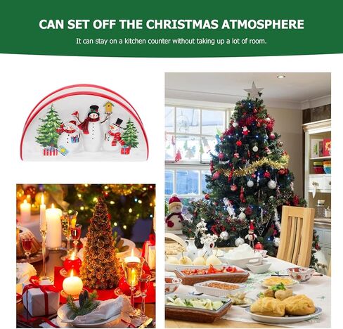 DOITOOL عيد الميلاد منديل حامل السيراميك عيد الميلاد موزع الأنسجة عطلة حامل مناديل ثلج ورقة التخزين المنظم لكونترتوب in Kuwait