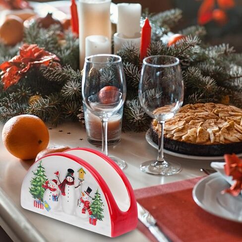 DOITOOL عيد الميلاد منديل حامل السيراميك عيد الميلاد موزع الأنسجة عطلة حامل مناديل ثلج ورقة التخزين المنظم لكونترتوب in Kuwait