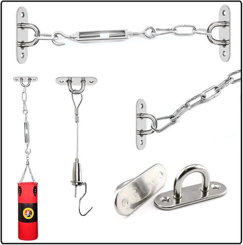 2-Pack M5 Strip Type Eye Plate with Enclosed Hook 304 Stainless Steel Heavy Duty Ceiling & Wall Mount Hanging Hardware Fitting for Yoga Hammock Swing Marine Boat Application in Kuwait