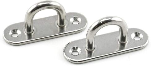 2-Pack M5 Strip Type Eye Plate with Enclosed Hook 304 Stainless Steel Heavy Duty Ceiling & Wall Mount Hanging Hardware Fitting for Yoga Hammock Swing Marine Boat Application in Kuwait