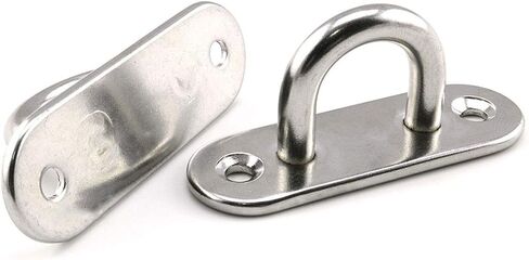 2-Pack M5 Strip Type Eye Plate with Enclosed Hook 304 Stainless Steel Heavy Duty Ceiling & Wall Mount Hanging Hardware Fitting for Yoga Hammock Swing Marine Boat Application in Kuwait