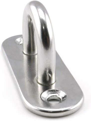 2-Pack M5 Strip Type Eye Plate with Enclosed Hook 304 Stainless Steel Heavy Duty Ceiling & Wall Mount Hanging Hardware Fitting for Yoga Hammock Swing Marine Boat Application in Kuwait