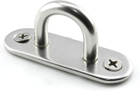 2-Pack M5 Strip Type Eye Plate with Enclosed Hook 304 Stainless Steel Heavy Duty Ceiling & Wall Mount Hanging Hardware Fitting for Yoga Hammock Swing Marine Boat Application in Kuwait