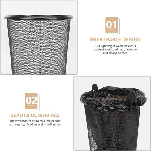 مجموعة واحدة من Cabilock، شبكة حديدية، حاوية قمامة منزلية، سلة قمامة، حامل قمامة المطبخ، ديكور مكتبي عتيق، سلة المهملات، ديكور أسود، سلة نفايات، تخزين القمامة، يمكن دلو النفايات in Kuwait