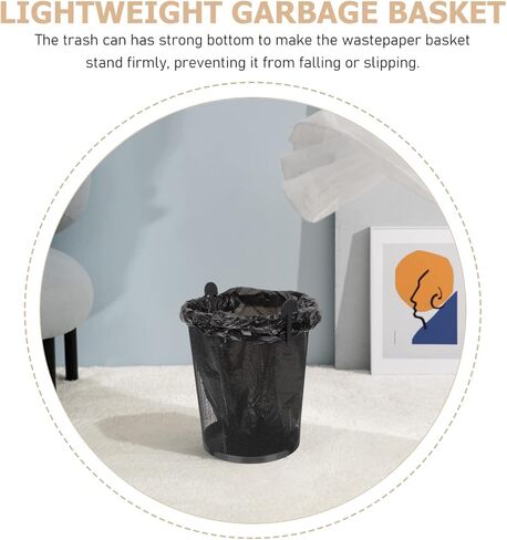 مجموعة واحدة من Cabilock، شبكة حديدية، حاوية قمامة منزلية، سلة قمامة، حامل قمامة المطبخ، ديكور مكتبي عتيق، سلة المهملات، ديكور أسود، سلة نفايات، تخزين القمامة، يمكن دلو النفايات in Kuwait