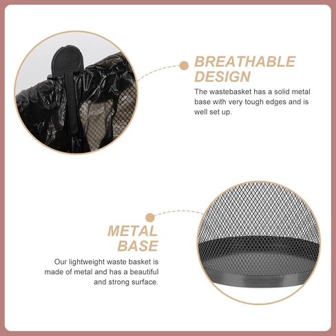 مجموعة واحدة من Cabilock، شبكة حديدية، حاوية قمامة منزلية، سلة قمامة، حامل قمامة المطبخ، ديكور مكتبي عتيق، سلة المهملات، ديكور أسود، سلة نفايات، تخزين القمامة، يمكن دلو النفايات in Kuwait
