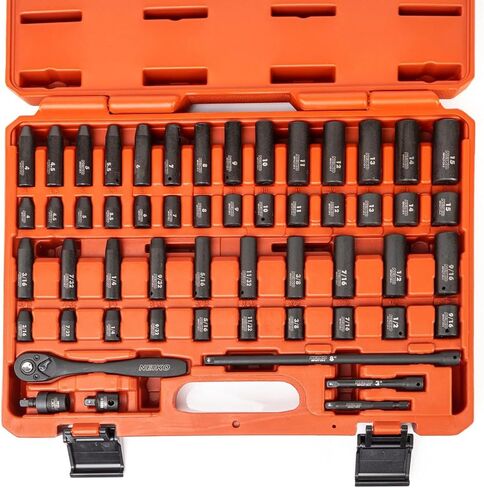 NEIKO 02481A 1/4" مجموعة مقابس تأثير المحرك، 30 قطعة، أحجام مترية 4 - 15 مم، مآخذ عميقة وضحلة، فولاذ فاناديوم الكروم، مخفض 3/8 بوصة إلى 1/4 بوصة، محول تأثير مقبس سداسي الساق، مجموعة مفتاح ربط in Kuwait