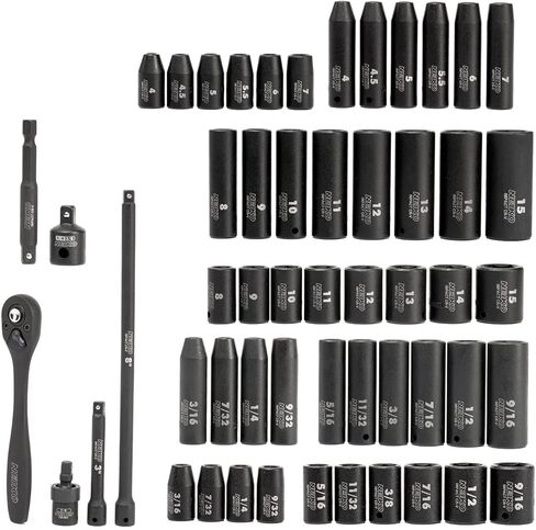 NEIKO 02481A 1/4" مجموعة مقابس تأثير المحرك، 30 قطعة، أحجام مترية 4 - 15 مم، مآخذ عميقة وضحلة، فولاذ فاناديوم الكروم، مخفض 3/8 بوصة إلى 1/4 بوصة، محول تأثير مقبس سداسي الساق، مجموعة مفتاح ربط in Kuwait