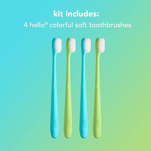 hello Charcoal Soft Toothbrush with Activated Charcoal from Sustainable Bamboo, BPA- Free, Made from Plant-Based Materials, 4 Pack in Kuwait