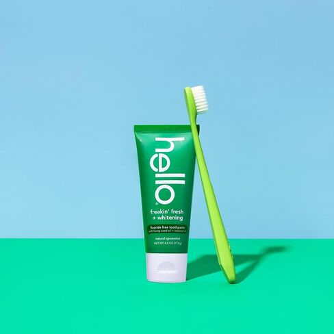 hello Charcoal Soft Toothbrush with Activated Charcoal from Sustainable Bamboo, BPA- Free, Made from Plant-Based Materials, 4 Pack in Kuwait