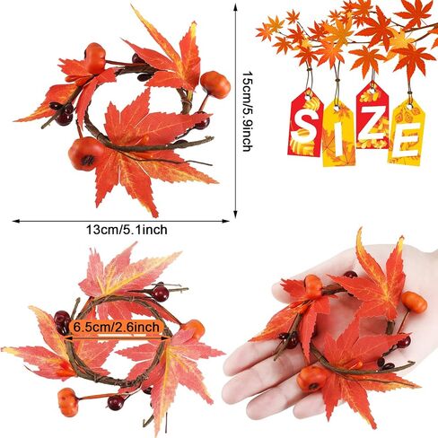 12 Pieces Fall Napkin Rings Thanksgiving Napkin Rings Pumpkin Napkin Rings Maple Leaf Napkin Cloth Holders Harvest Table Decorations for Dinner Autumn Fall Holiday Supplies in Saudi Arabia