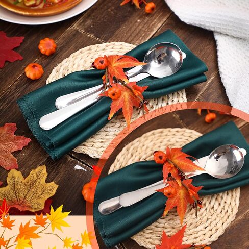 12 Pieces Fall Napkin Rings Thanksgiving Napkin Rings Pumpkin Napkin Rings Maple Leaf Napkin Cloth Holders Harvest Table Decorations for Dinner Autumn Fall Holiday Supplies in Saudi Arabia