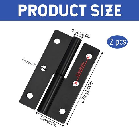 2 PCS Black Lift Off Hinge 2.5Inch Stainless Steel Detachable Small Lift Off Hinges Left Handed Slip Joint Flag Hinges Rising Butt Door Hinges in Kuwait