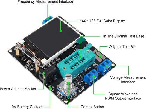اختبار الترانزستور، ACEIRMC متعدد الوظائف LCD GM328A اختبار الترانزستور الصمام الثنائي السعة ESR الجهد تردد متر PWM مربع موجة إشارة مولد SMT in Saudi Arabia