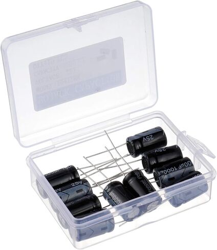 BOJACK 10X17mm 1000 فائق التوهج 25V 1000MFD 25 فولت ± 20% مكثفات كهربائية من الألومنيوم (عبوة من 10 قطع) in Kuwait