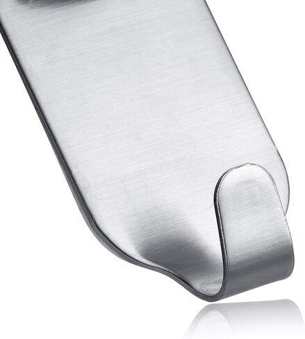 Self Adhesive Hook Stick on Wall 304 Stainless Steel Polished Hanging Clothes Coat Hat Hooks and Strong Heavy Duty Metal Super Power Hooks Storage Organizer (10 Pack) (Hooks Sliver 4 Pack) in Kuwait