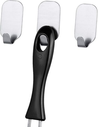 Self Adhesive Hook Stick on Wall 304 Stainless Steel Polished Hanging Clothes Coat Hat Hooks and Strong Heavy Duty Metal Super Power Hooks Storage Organizer (10 Pack) (Hooks Sliver 4 Pack) in Kuwait