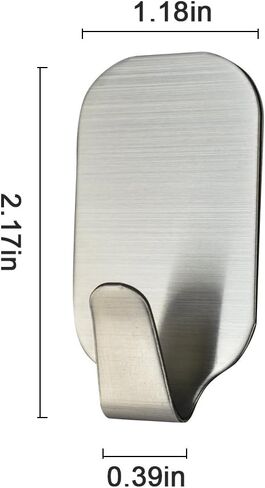 Self Adhesive Hook Stick on Wall 304 Stainless Steel Polished Hanging Clothes Coat Hat Hooks and Strong Heavy Duty Metal Super Power Hooks Storage Organizer (10 Pack) (Hooks Sliver 4 Pack) in Kuwait