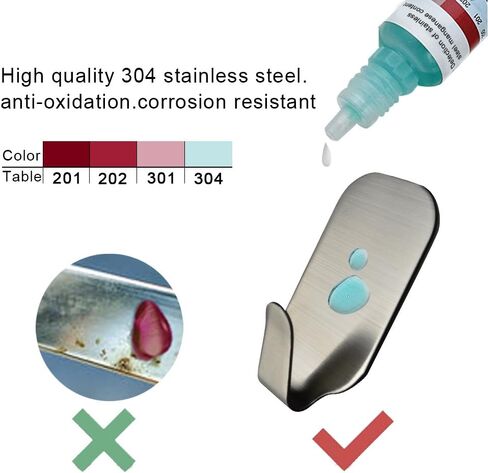 Self Adhesive Hook Stick on Wall 304 Stainless Steel Polished Hanging Clothes Coat Hat Hooks and Strong Heavy Duty Metal Super Power Hooks Storage Organizer (10 Pack) (Hooks Sliver 4 Pack) in Kuwait