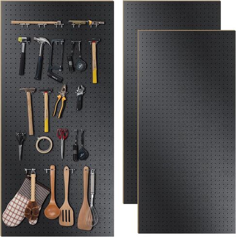 2 قطعة من ألواح الخشب الليفية عالية الكثافة مقاس 60.96 × 48 بوصة، عرض مثبت على الحائط، لوح بيجبورد أسود مع أجهزة تركيب، ألواح ربط ذات فتحات مستديرة للجدران، ومنظمات ورش عمل غرفة المرآب الحرفية والتخزين in Kuwait