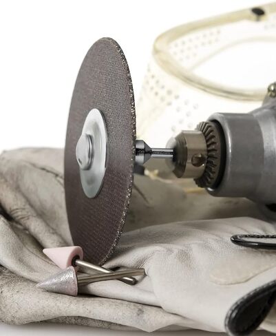 QWORK عرقوب قطع عجلة HSS حامل مغزل، 10 قطع 1/8 "عرقوب مغزل قطع عجلة طاحونة قطع عجلة مغزل لقطع عالية السرعة، متوافق مع معظم قطع الأدوات الدوارة in Kuwait