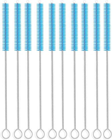 Long Straw Brush, Nylon Pipe Tube Cleaner 10-ihch X 2/5-inch Set of 10 (Blue) in Saudi Arabia