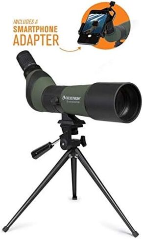 Celestron – LandScout 65mm Angled Spotting Scope – Fully Coated Optics – 20–60x Zoom Eyepiece – Rubber Armored – Tabletop Tripod and Smartphone Adapter in Saudi Arabia