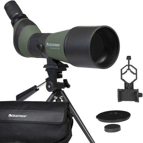 Celestron LandScout 20-60x80 Angled Spotting Scope for Long-Range Viewing | 20-60x High-Power Zoom, Large 80mm Objective Lens, Smartphone Digiscoping Adapter & Tabletop Tripod Included, Multi-Coated in Saudi Arabia