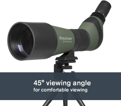Celestron LandScout 20-60x80 Angled Spotting Scope for Long-Range Viewing | 20-60x High-Power Zoom, Large 80mm Objective Lens, Smartphone Digiscoping Adapter & Tabletop Tripod Included, Multi-Coated in Saudi Arabia