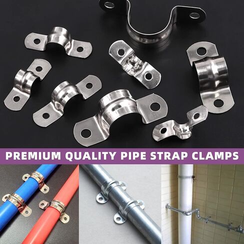 Swpeet 130Pcs 7 Sizes 5/16" 3/8" 1/2" 9/16" 5/8" 3/4" 1" 2 Hole U-Tube 304 Stainless Steel Pipe Strap Clamp Assortment Kit, Two Hole Snap On Pipe Strap Cable U Bracket Tube Strap Tension Clips in Saudi Arabia