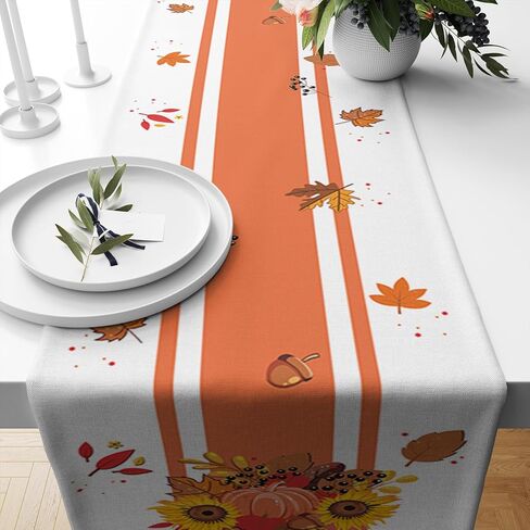 Hello Fall Table Runner,Chrysanthemum in Jar Seasonal Harvest Farmhouse Thanksgiving Kitchen Dining Table Decoration for Indoor Outdoor Home Party Decor12 x 36 Inches Long in Kuwait