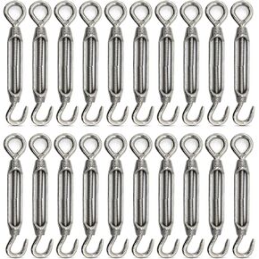 Guanlotion 20 حزمة M4 هوك وعين وصلة ربط المقطورة 304 الفولاذ المقاوم للصدأ الثقيلة لشد سلك كابل حبل سلسلة ضوء حبل الغسيل الصورة in Kuwait