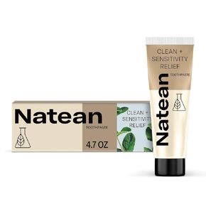 Natean Clean + Sensitivity Relief Toothpaste for Sensitive Teeth and Cavity Prevention - 4.7 Oz Tube, Citrus Orange Spearmint in Kuwait
