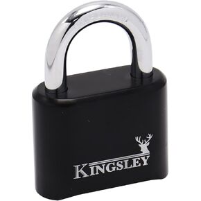 Kingsley Locks 22L Combo Lock, 10,000 Possible Combinations, Combination Padlock, Hardened Steel, Heavy Duty Outdoor Weatherproof Combo Lock for Sheds, Fence, Gym Lock, Gate, Sports Locker (Black)