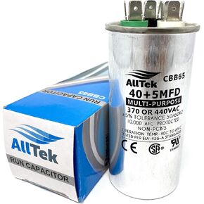 AllTek 40 + 5 MFD 40/5 uf 370 or 440 Volt Dual Run Round Capacitor for Condenser Straight Cool or Heat Pump Air Conditioner - 5 Year No Hassle Warranty in Saudi Arabia
