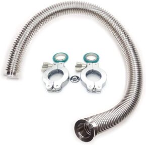 bmotiontech ISO-KF KF25 Corrugated Bellow Hose Set with 2X Aluminum clamp / 2X SS Centering Ring / 2X FKM O-Ring (1500mm Approx. 5ft KF25)