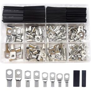 Yosawa 100 قطعة من عروات الأسلاك النحاسية المعلبة شديدة التحمل SC موصلات طرفية حلقية كابل البطارية مع مجموعة متنوعة من الأنابيب المنكمشة بالحرارة in Kuwait