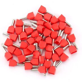 Baomain AWG 16/1.5mm² Wire Copper Crimp Connector Twin Insulated Ferrule Pin Cord End Terminal TE1508 Red Pack of 100 in Saudi Arabia