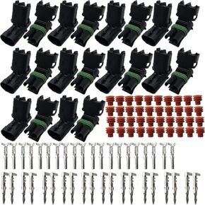 ALLMOST 10 PACK 14-16 AWG Gauge 2 Pin Position Terminal Weather Pack WeatherPack Connector Male Female Set Weather Proof 10 COMPLETE KITS