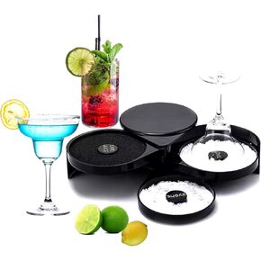 سكيهومو اداة بار زجاجية من 3 طبقات من ملحقات لوح السكر والملح والملح من 3 صواني من البلاستيك للكوكتيلات وماري الدامية والجيمليتس in Kuwait