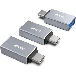 BENFEI 5 Pack USB C to USB 3.0 Adapter, USB C to A Male to Female Adapter Compatible with iPhone 15 Pro/Max, MacBook Pro/Air 2023, iPad Pro, iMac, S23, XPS 17, Surface Book 3 and More - Gray in Kuwait