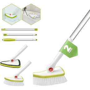 2 في 1 فرشاة تنظيف حوض الاستحمام وفرشاة تنظيف البلاط مع مقبض طويل خفيف الوزن قابل للتمدد بشعيرات صلبة قابلة للفصل لتنظيف حوض الاستحمام والحمام in Kuwait