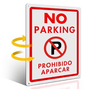 No Parking, MYSIBKER No Parking Sign with Symbol with Two English and Spanish Arrows Sign (aluminum, 35 * 25) in Saudi Arabia
