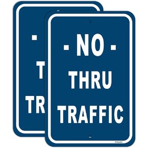 No Thru Traffic Signs 12" x18" Traffic Warning Signs Private Road Signs Private Driveway Signs Metal Reflective Rust Free Aluminum UV Protected Waterproof Easy Mounting Outdoor Use 2 Pack in Saudi Arabia