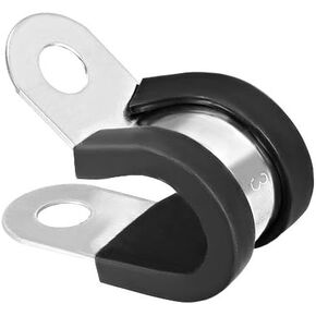 uxcell 3/8"(10mm) Cable Clamp 304 Stainless Steel Rubber Cushioned Insulated Clamp R Shape Metal Clamp 10Pcs