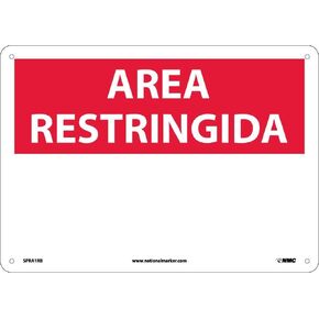 NMC National Marker SPRA1RB Area Restringida, Blank, 10" x 14", Rigid Plastic, Sign in Saudi Arabia